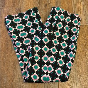 Anthropologie Geometric Patterned Pants - Black, Pink, Green